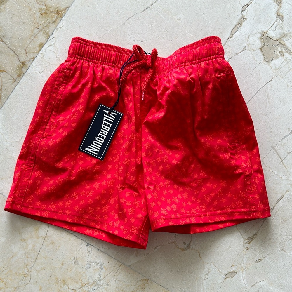 VILEBREQUIN KIDS Boys
Red Piment Mini Turtle Print Swim Shorts 2T size 2ans